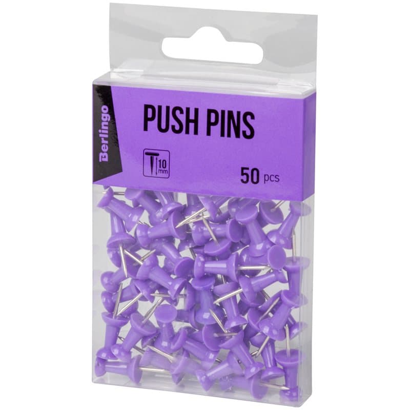 Push Pins, 10 mm, Purple, 50 pc