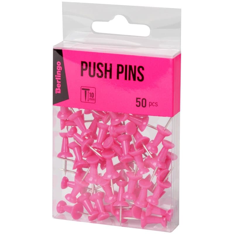 Push Pins, 10 mm, Pink, 50 pc