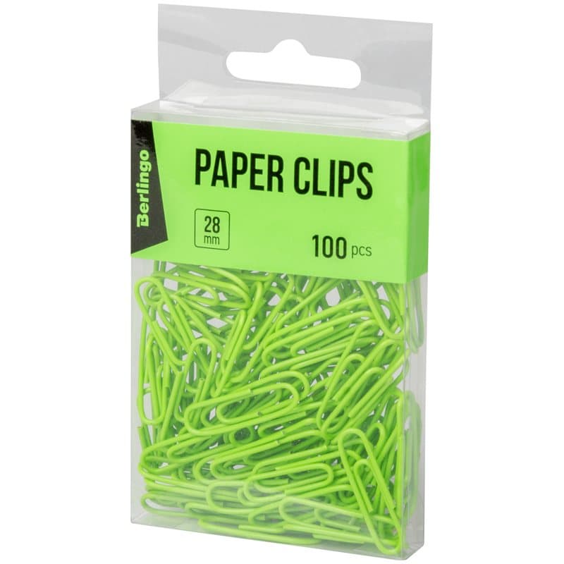 Paper Clips 28mm, Green,100 pc