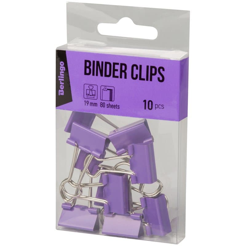 Binder Clips, 19 mm X 10 pcs, Purple