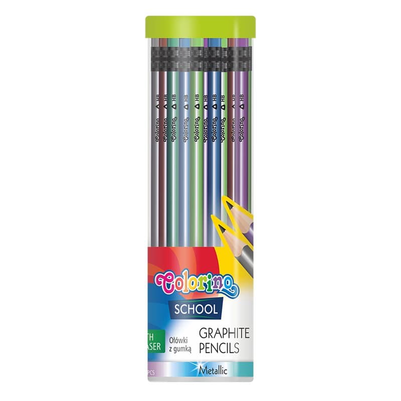 Tri HB Mettalic Pencils + Eraser 48 Pk