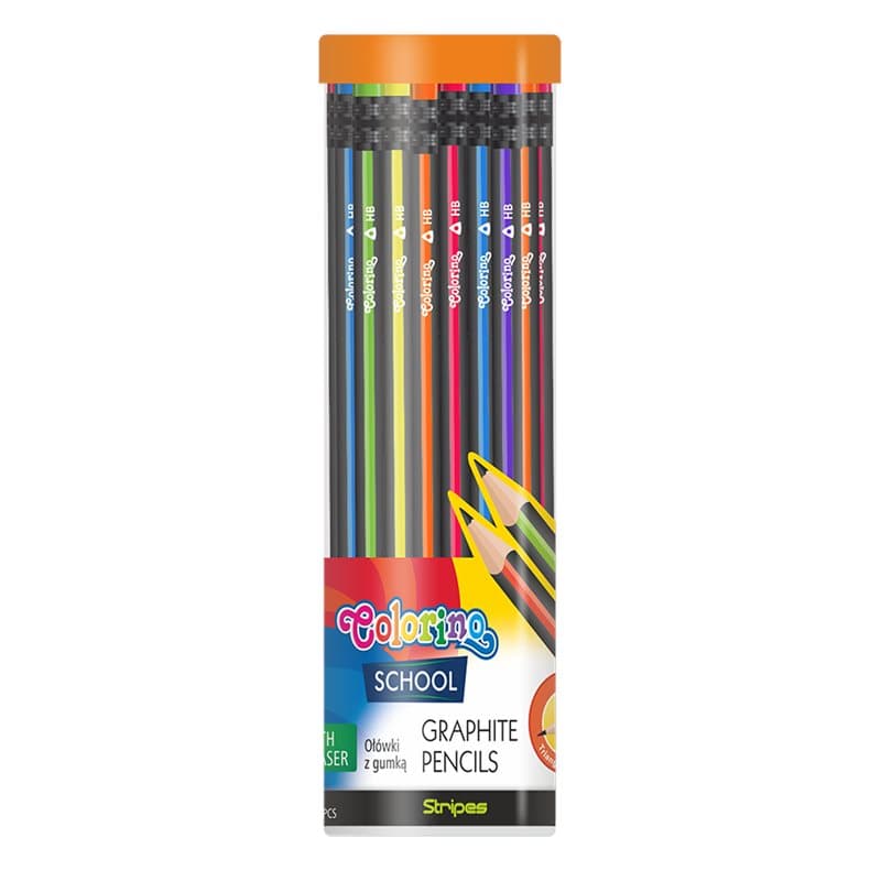Tri HB Stripes Pencils + Eraser 48 Pk