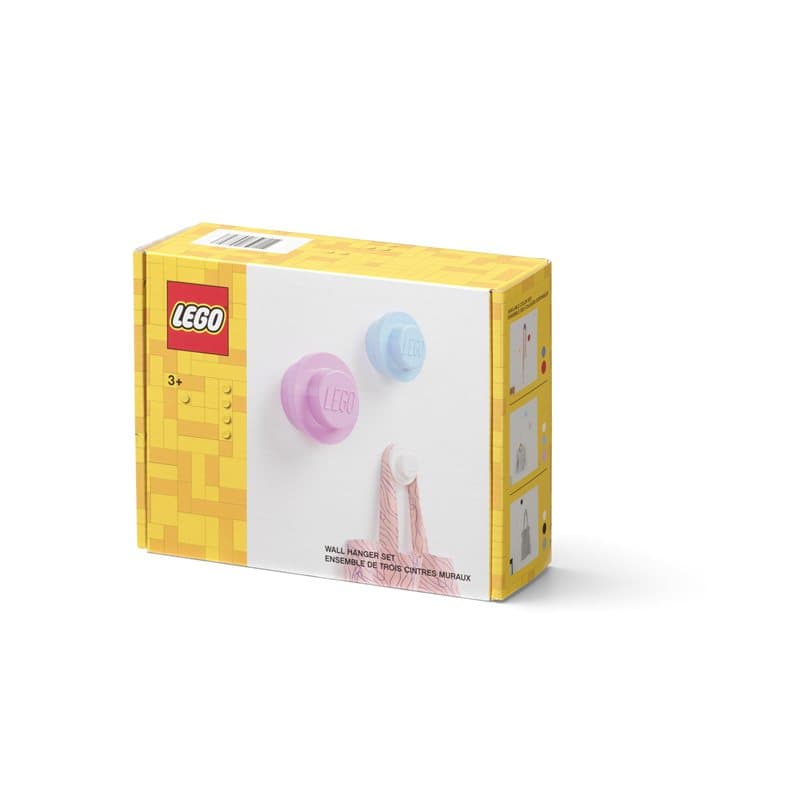 Lego Wall Hanger - Set White Blue Pink
