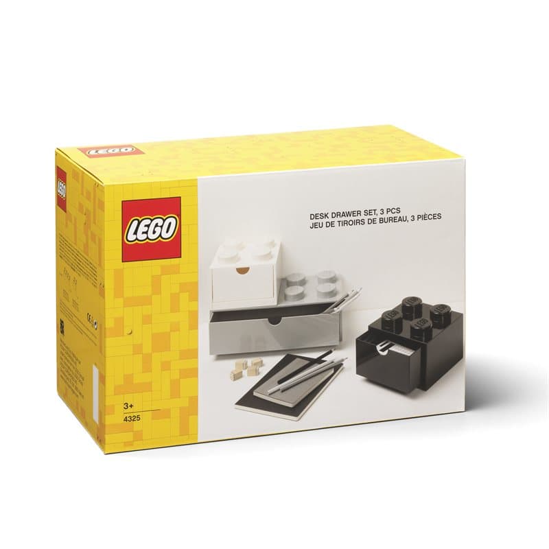 Lego Desk Drawer Set - Black Grey White