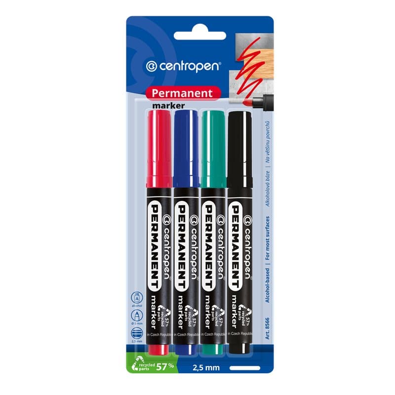 Permanent Marker Bullet 4pck Blister