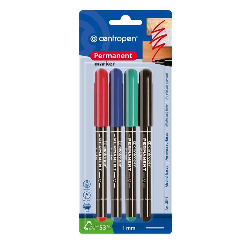 Permanent Marker Slim 4pck Blister