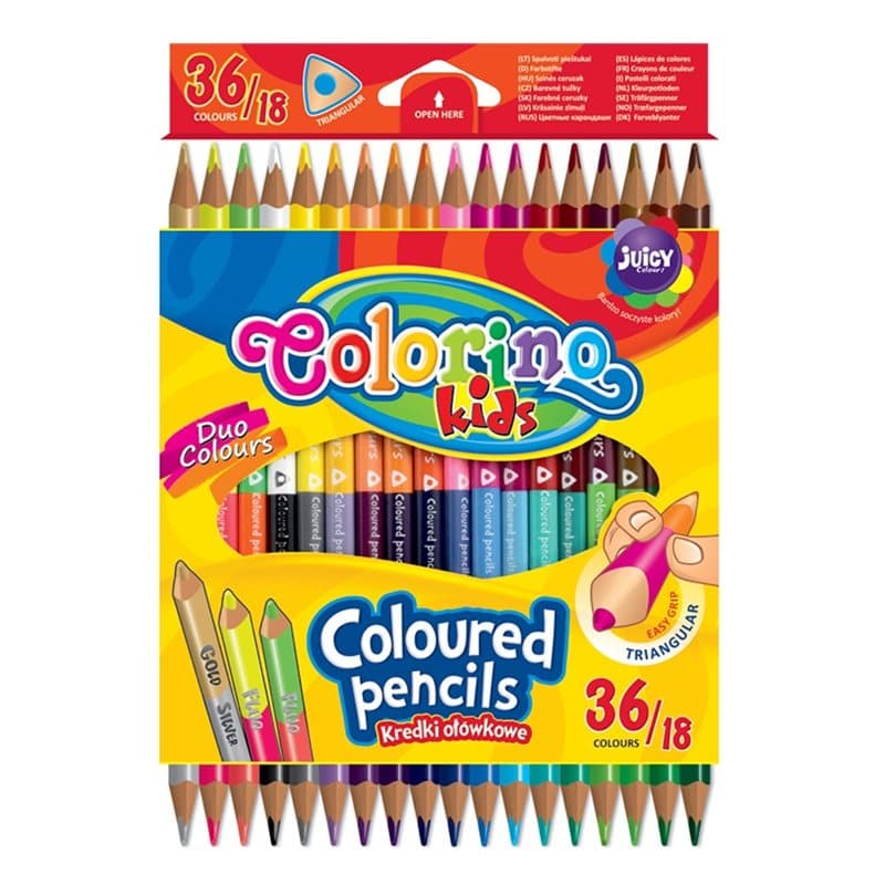 Tri Coloured Pencils 18 Pcs/36 Colours
