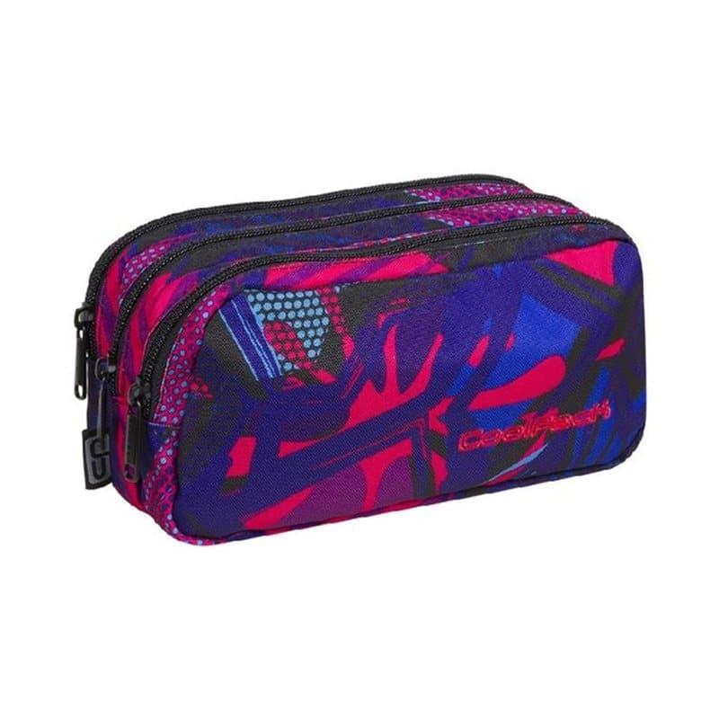 Pencil Case 3 Zip Pink Abstract
