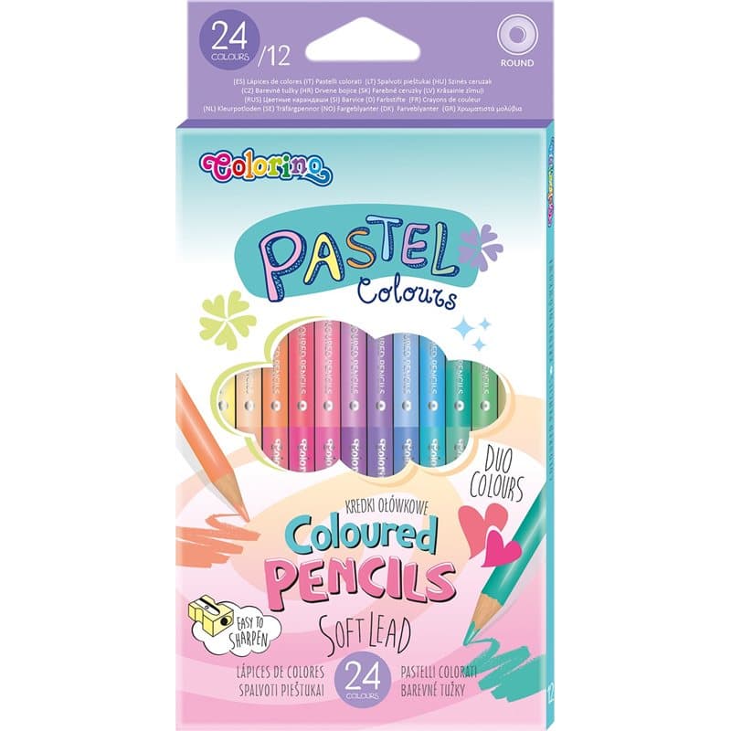 Pastel Colouring Pencils 12 Pck -24 Col