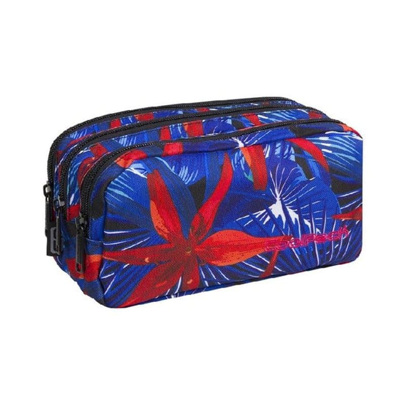 Pencil Case 3 Zip Hawaian Blue