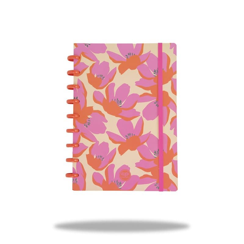 Ring Book B5 Squares Flores Rosa
