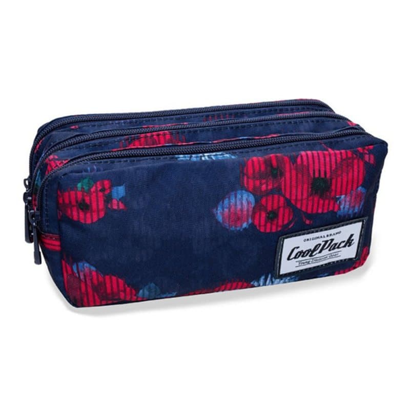 Pencil Case 3 Zip Red Poppy