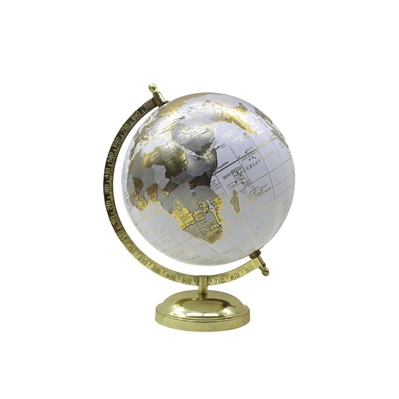 Globe 20 cm white and gold