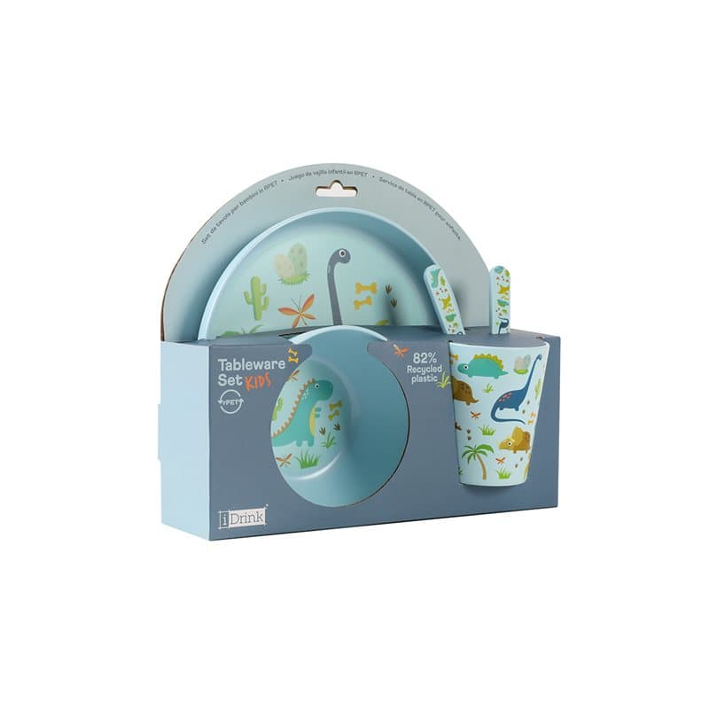 RPET Set Cup Bowl Dish Cutlery DINO