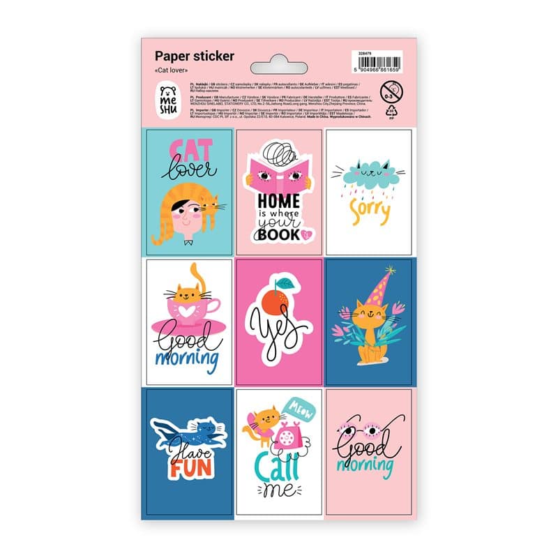 Paper Stickers Cat lover 12x21cm X 9