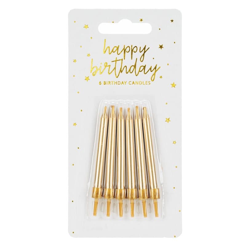 Birthday Candles Gold 6pck