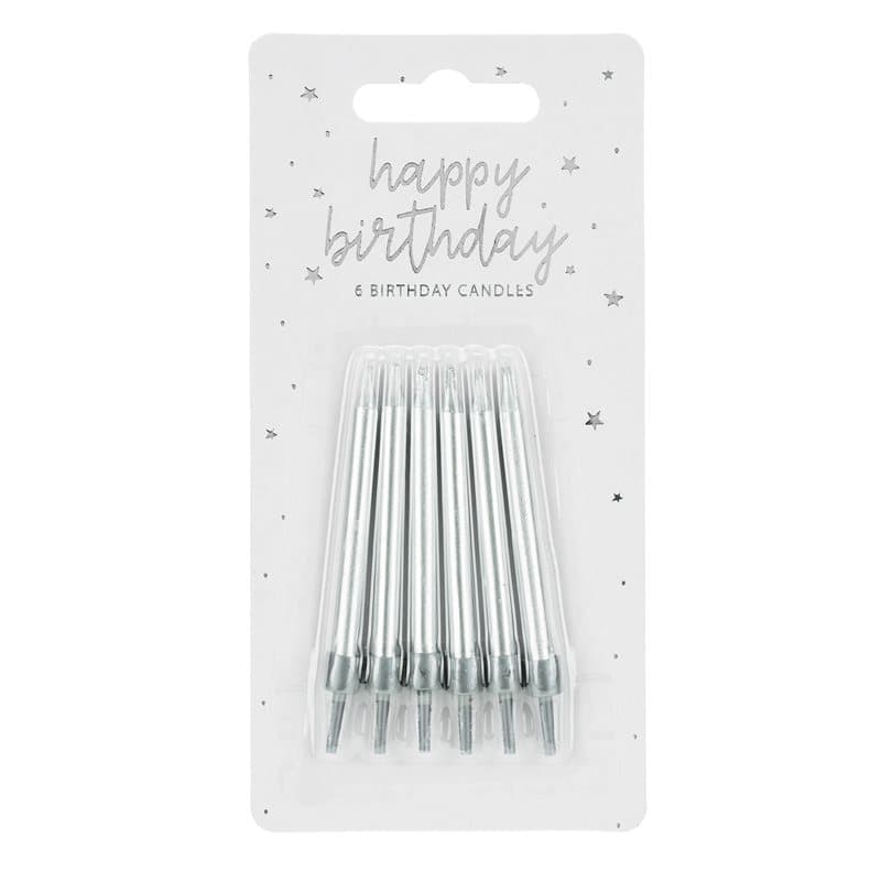 Birthday Candles Silver 6pck