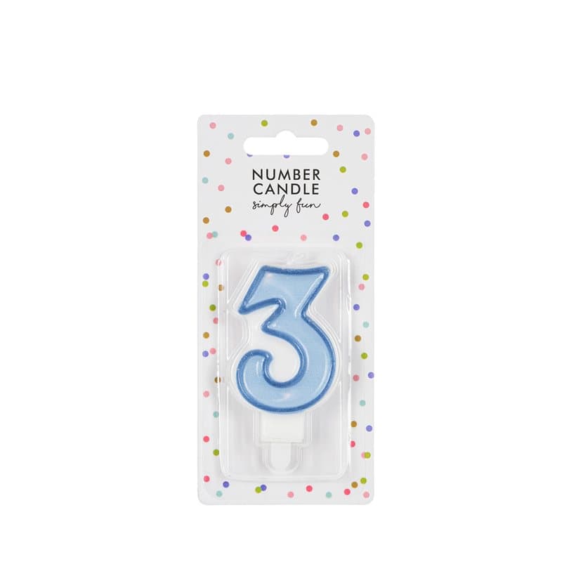 Birthday Candle Number 3 Blue