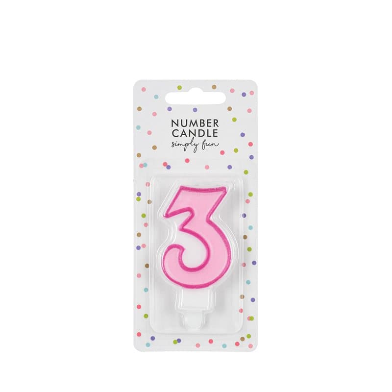 Birthday Candle Number 3 Pink