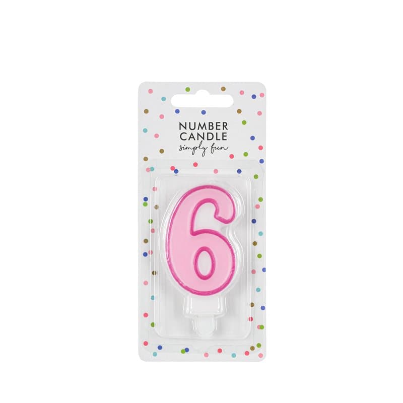 Birthday Candle Number 6 Pink