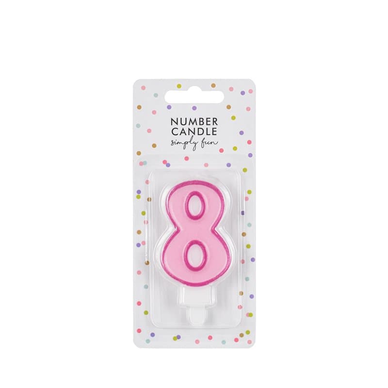 Birthday Candle Number 8 Pink