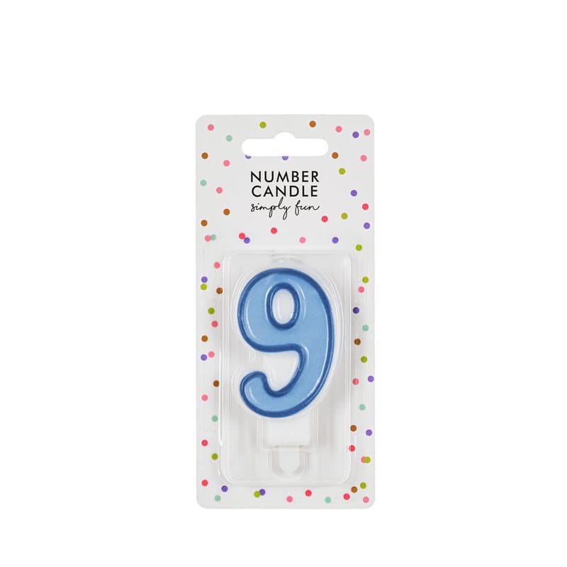 Birthday Candle Number 9 Blue