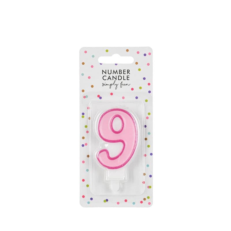 Birthday Candle Number 9 Pink