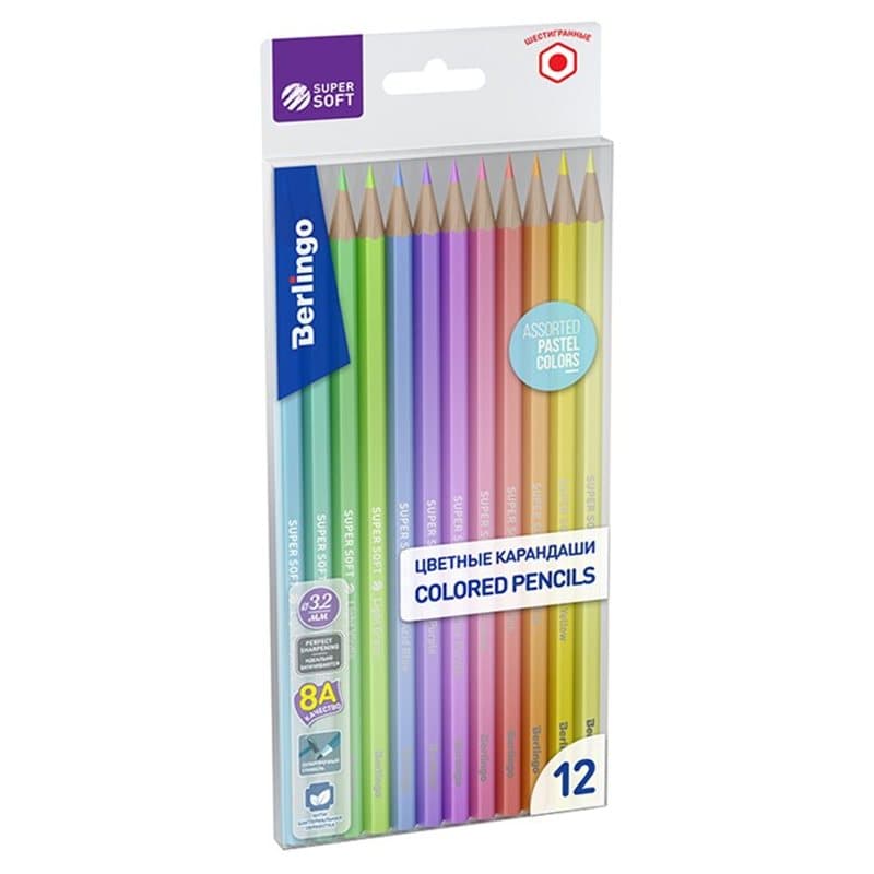 Colouring Pencils Pastel Hex 12 Colours
