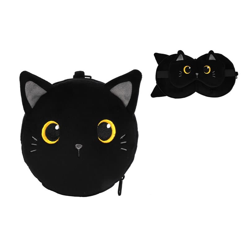 Pillow with Sleep Mask BLACK CAT