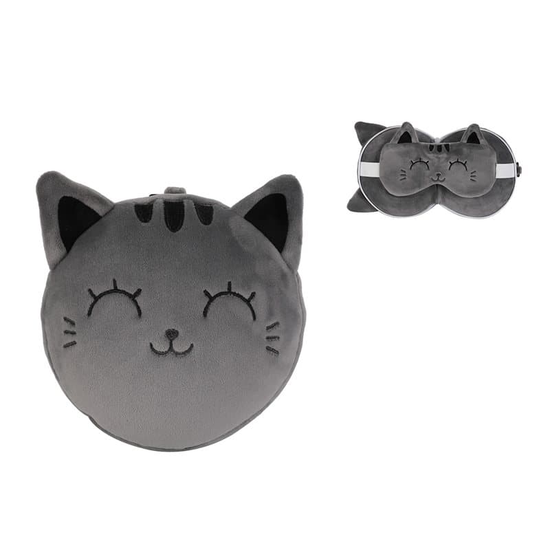 Pillow with Sleep Mask GREY CAT